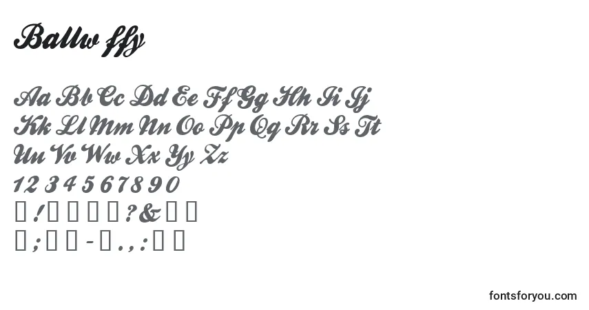 Czcionka Ballw ffy – alfabet, cyfry, specjalne znaki