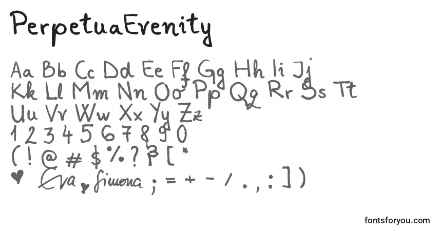 PerpetuaEvenity Font – alphabet, numbers, special characters