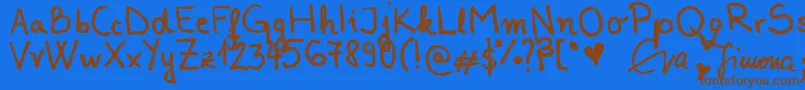 フォントPerpetuaEvenity – 茶色の文字が青い背景にあります。