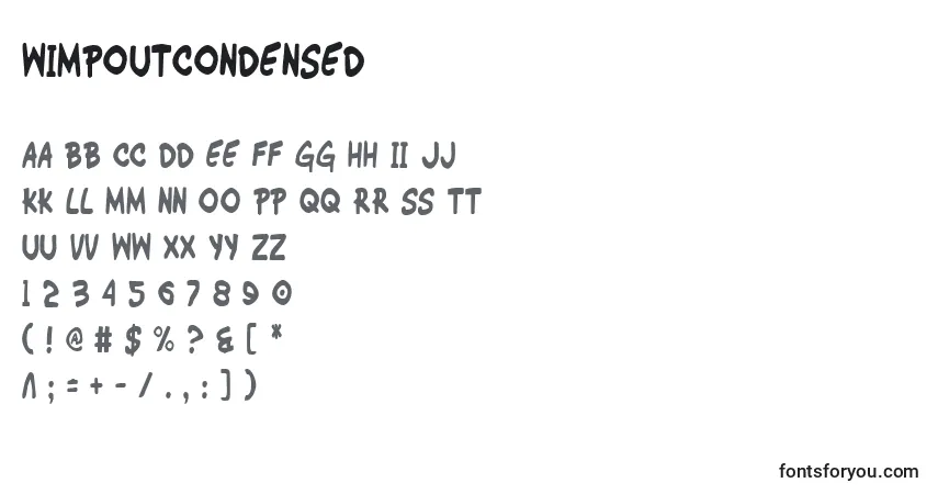 Шрифт WimpOutCondensed – алфавит, цифры, специальные символы