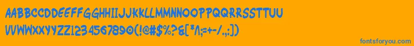 WimpOutCondensed-Schriftart – Blaue Schriften auf orangefarbenem Hintergrund