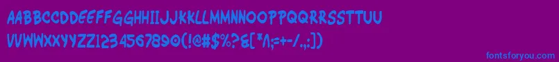 WimpOutCondensed-Schriftart – Blaue Schriften auf violettem Hintergrund