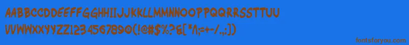 フォントWimpOutCondensed – 茶色の文字が青い背景にあります。