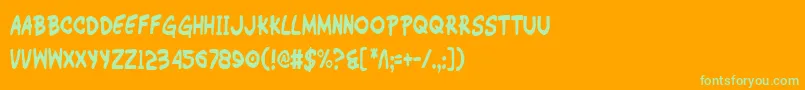 WimpOutCondensed-fontti – vihreät fontit oranssilla taustalla