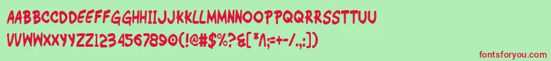 WimpOutCondensed-fontti – punaiset fontit vihreällä taustalla