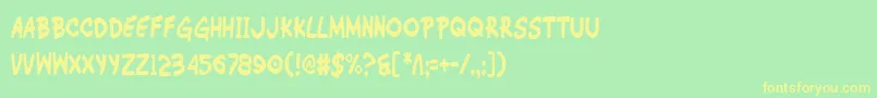 フォントWimpOutCondensed – 黄色の文字が緑の背景にあります