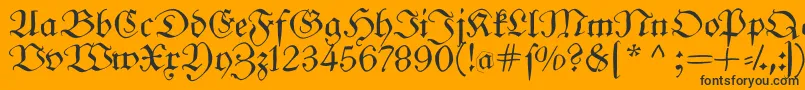 Frungturafs-Schriftart – Schwarze Schriften auf orangefarbenem Hintergrund