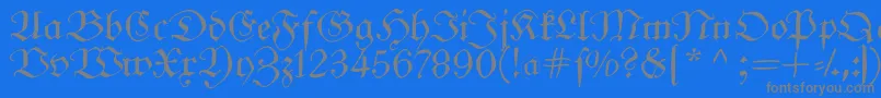 Frungturafs-Schriftart – Graue Schriften auf blauem Hintergrund