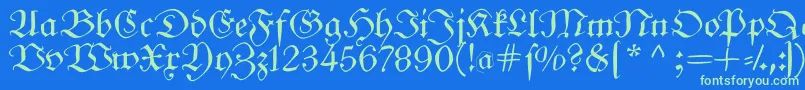 Frungturafs Font – Green Fonts on Blue Background