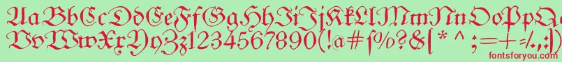 Frungturafs-Schriftart – Rote Schriften auf grünem Hintergrund