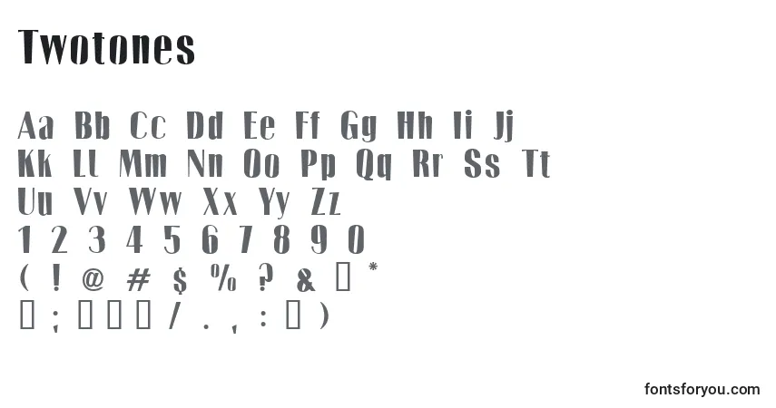 Twotones-fontti – aakkoset, numerot, erikoismerkit