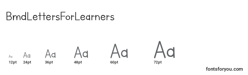 BmdLettersForLearners Font Sizes