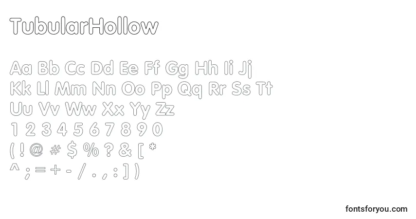 A fonte TubularHollow – alfabeto, números, caracteres especiais