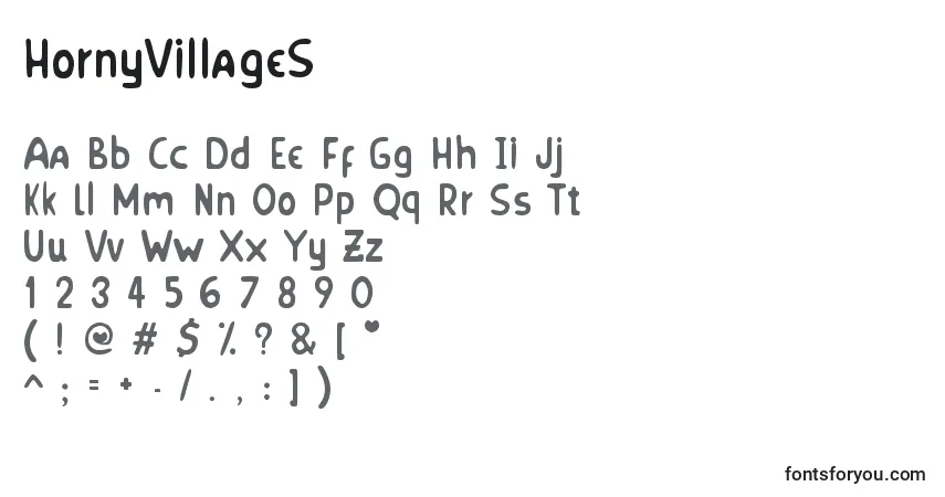 Fuente HornyVillageS - alfabeto, números, caracteres especiales