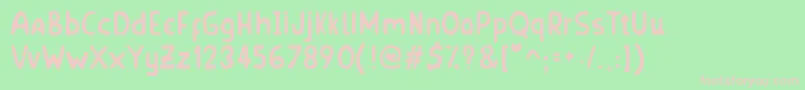 フォントHornyVillageS – 緑の背景にピンクのフォント