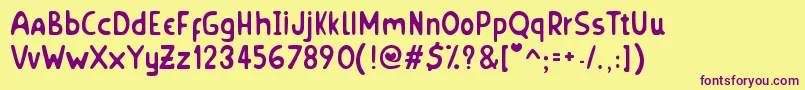 HornyVillageS Font – Purple Fonts on Yellow Background