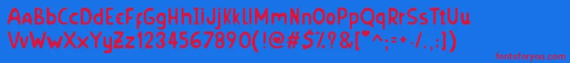 HornyVillageS Font – Red Fonts on Blue Background