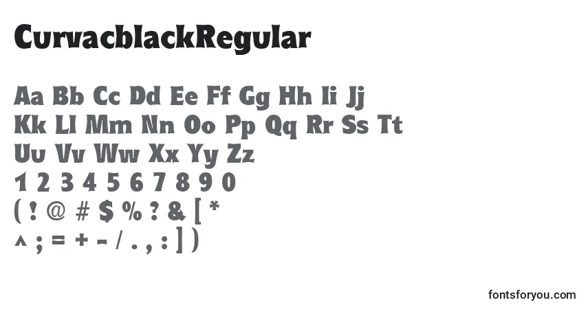 A fonte CurvacblackRegular – alfabeto, números, caracteres especiais