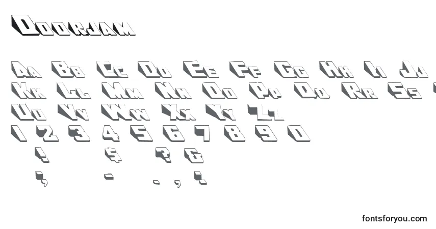 Czcionka Doorjam – alfabet, cyfry, specjalne znaki