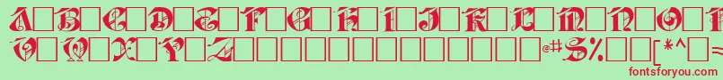 Jabacaps105Regular-fontti – punaiset fontit vihreällä taustalla