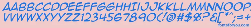 フォントAnimeace2Ital – ピンクの背景に青い文字