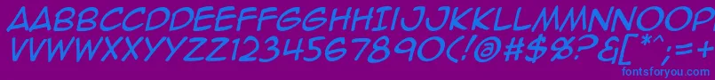 Animeace2Ital-Schriftart – Blaue Schriften auf violettem Hintergrund