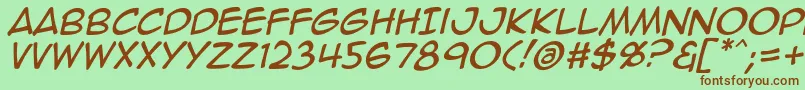 Animeace2Ital Font – Brown Fonts on Green Background