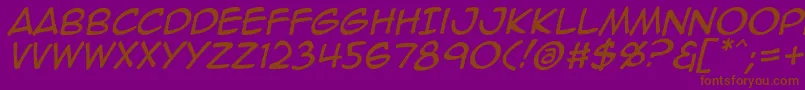 フォントAnimeace2Ital – 紫色の背景に茶色のフォント