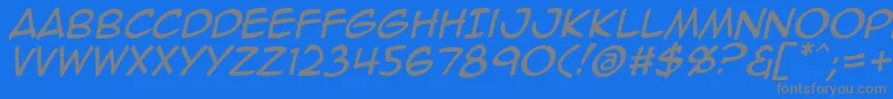 Animeace2Ital-fontti – harmaat kirjasimet sinisellä taustalla