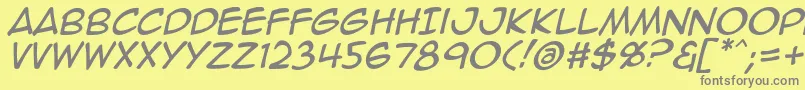 フォントAnimeace2Ital – 黄色の背景に灰色の文字