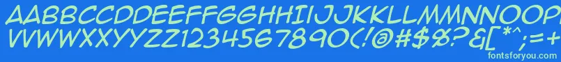 Animeace2Ital Font – Green Fonts on Blue Background