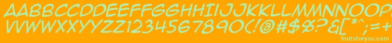 Animeace2Ital Font – Green Fonts on Orange Background