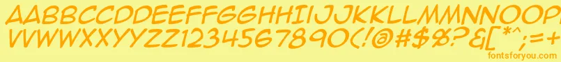 フォントAnimeace2Ital – オレンジの文字が黄色の背景にあります。