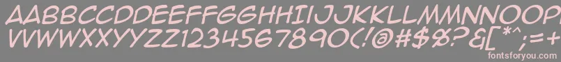 フォントAnimeace2Ital – 灰色の背景にピンクのフォント