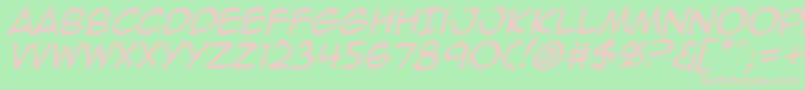 フォントAnimeace2Ital – 緑の背景にピンクのフォント