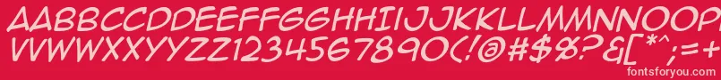 Animeace2Ital-fontti – vaaleanpunaiset fontit punaisella taustalla