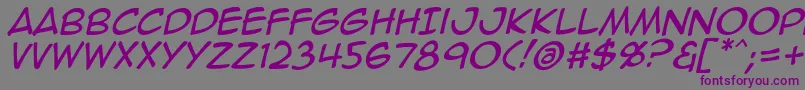 フォントAnimeace2Ital – 紫色のフォント、灰色の背景