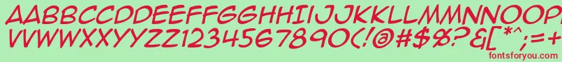 Animeace2Ital-fontti – punaiset fontit vihreällä taustalla
