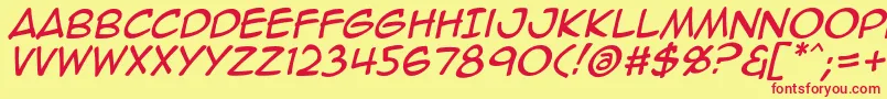 Animeace2Ital Font – Red Fonts on Yellow Background