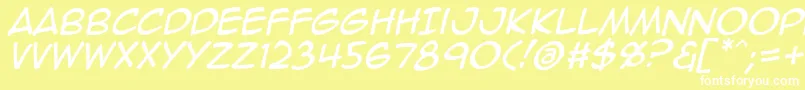 Шрифт Animeace2Ital – белые шрифты на жёлтом фоне