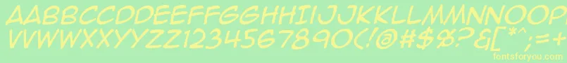Шрифт Animeace2Ital – жёлтые шрифты на зелёном фоне