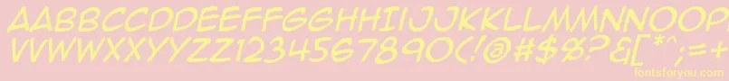 Animeace2Ital-fontti – keltaiset fontit vaaleanpunaisella taustalla