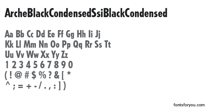 A fonte ArcheBlackCondensedSsiBlackCondensed – alfabeto, números, caracteres especiais