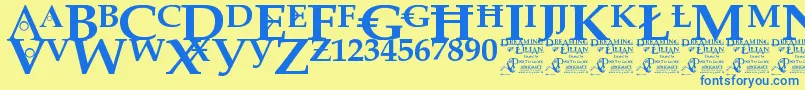 DreamingOfLilian Font – Blue Fonts on Yellow Background
