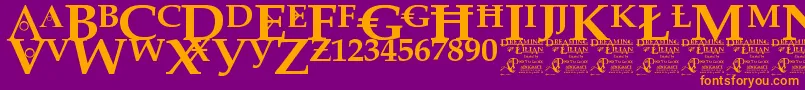 DreamingOfLilian Font – Orange Fonts on Purple Background
