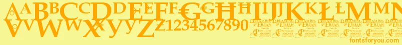 DreamingOfLilian Font – Orange Fonts on Yellow Background