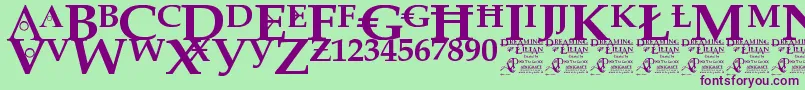 DreamingOfLilian Font – Purple Fonts on Green Background