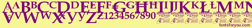 DreamingOfLilian Font – Purple Fonts on Yellow Background