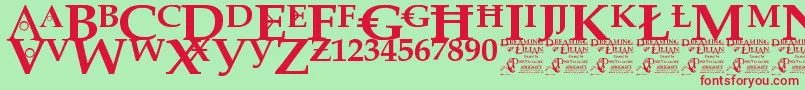 DreamingOfLilian Font – Red Fonts on Green Background