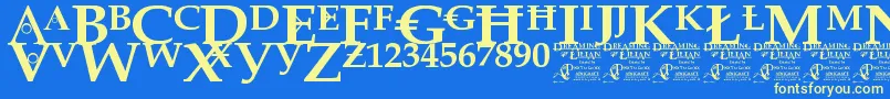 DreamingOfLilian Font – Yellow Fonts on Blue Background